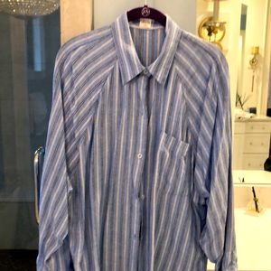 EUC STRIPED LINEN BLEND BLOUSE!